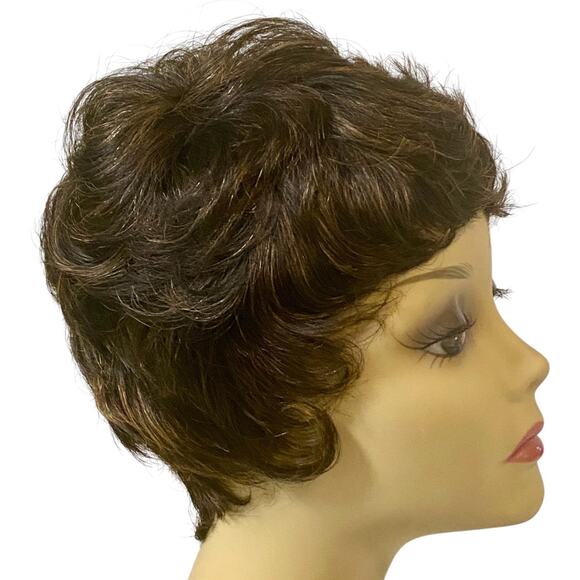 Vivica Fox Pure Stretch Cap Wig Carita FS1B/30 Off Black Copper Human Hair NWT - Picture 2 of 10